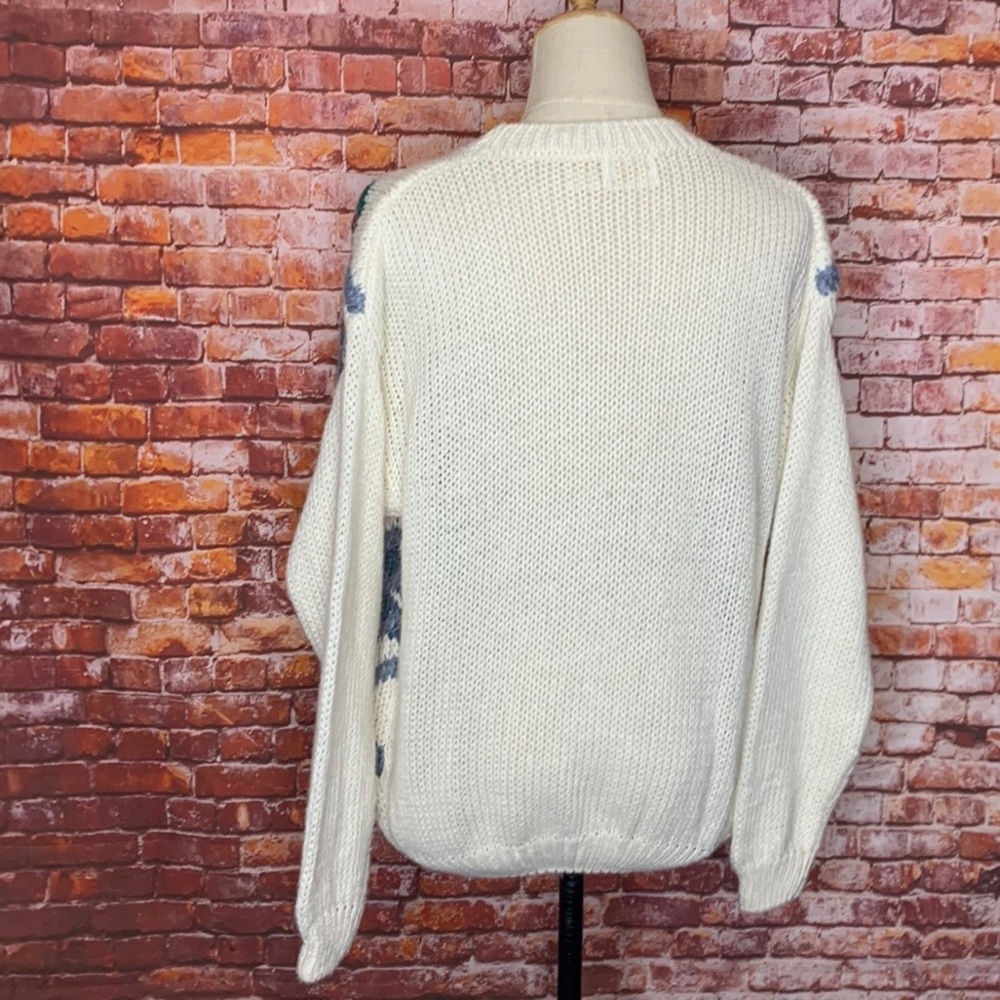 Vintage Y2K Needles & Yarn Chunky Knit Floral Pullover Crewneck Sweater - Picture 7 of 9